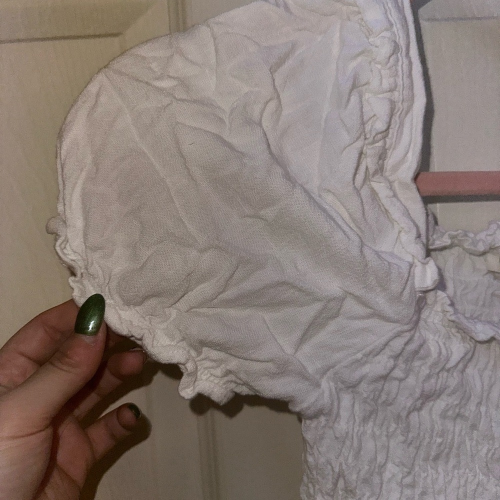 Chateau White Smocked Puff Sleeve Blouse - Picture 3 of 5